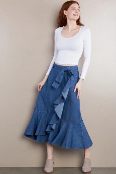 FALDA RUFFLE WRAP Azul