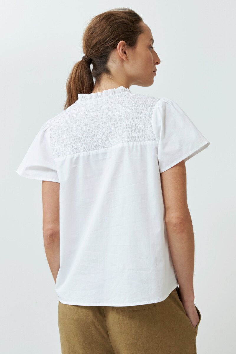 Blusa punto smock blanco