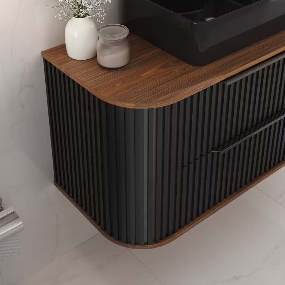 Mueble de baño Suspendido Alice Negro 100cm con Bacha de Loza Mueble De Baño Suspendido Alice Negro 100cm Con Bacha De Loza