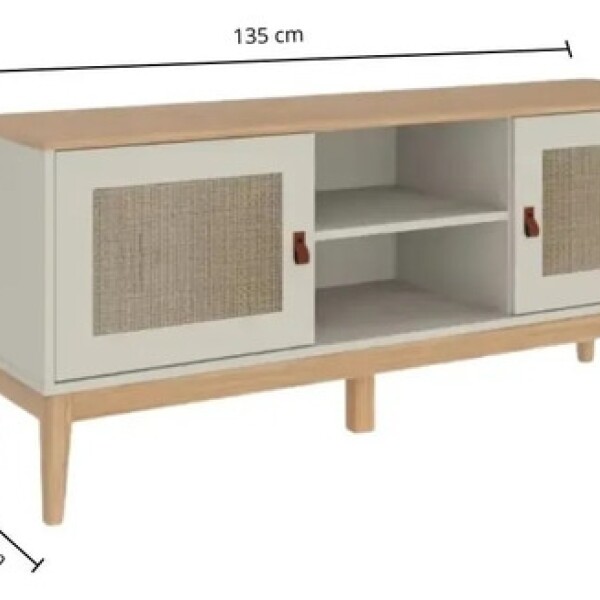 Rack ComboHome Tv 50'' Rattan 2 Puertas 1 Estante Nórdico Blanco 1