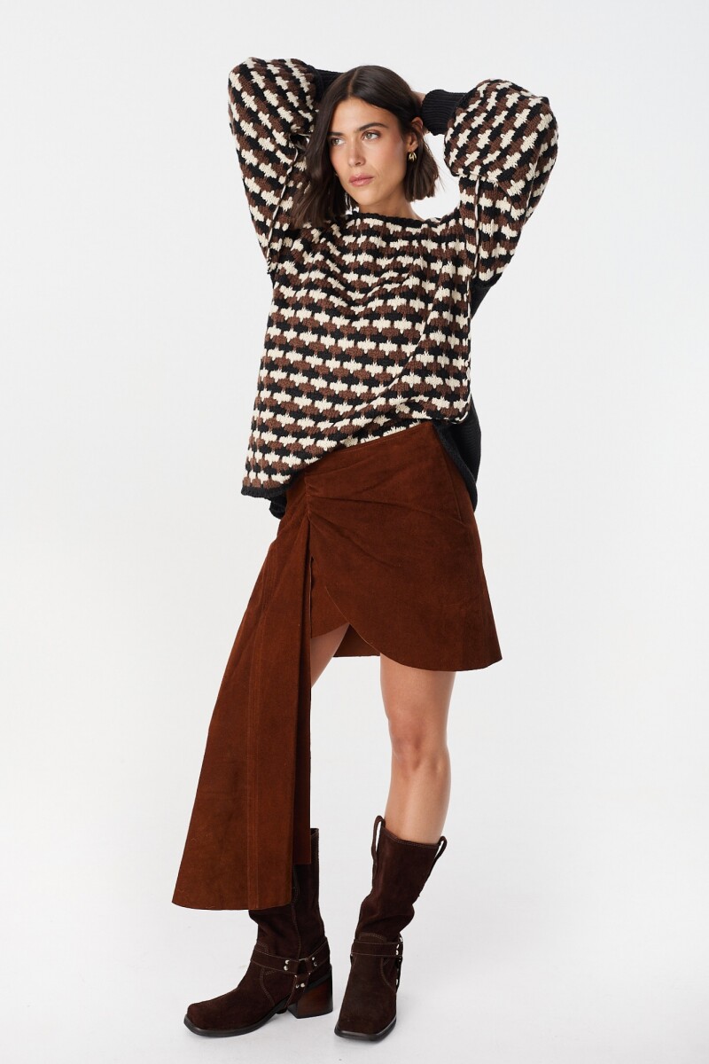 Falda Leather Lazo Marron