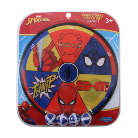 Juego Tiro Blanco Spiderman Tablero Tela con 4 Pelotas Adhesiva U