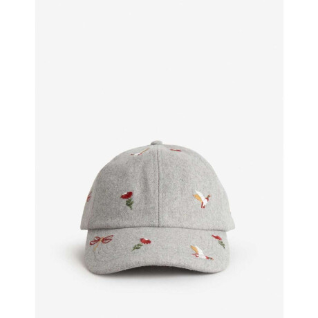 Gorra Paño Bordada Gris Melange