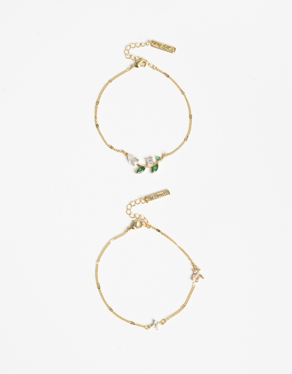 Set De Pulseras Flexibles Con Cubic Zirconia 