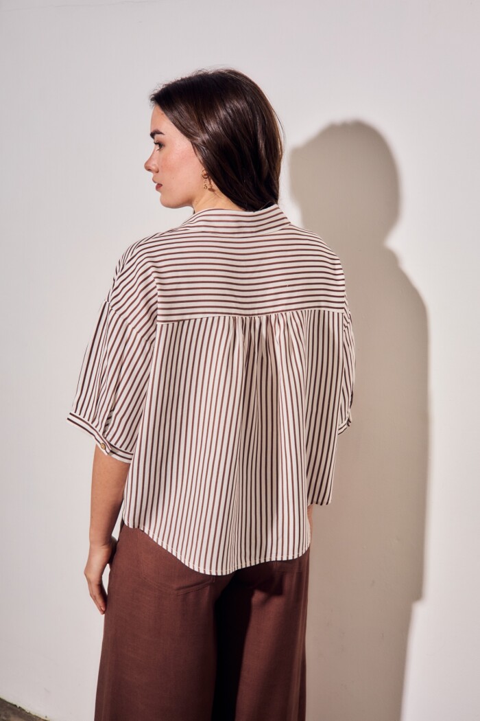 Camisa Rayada Burdeos