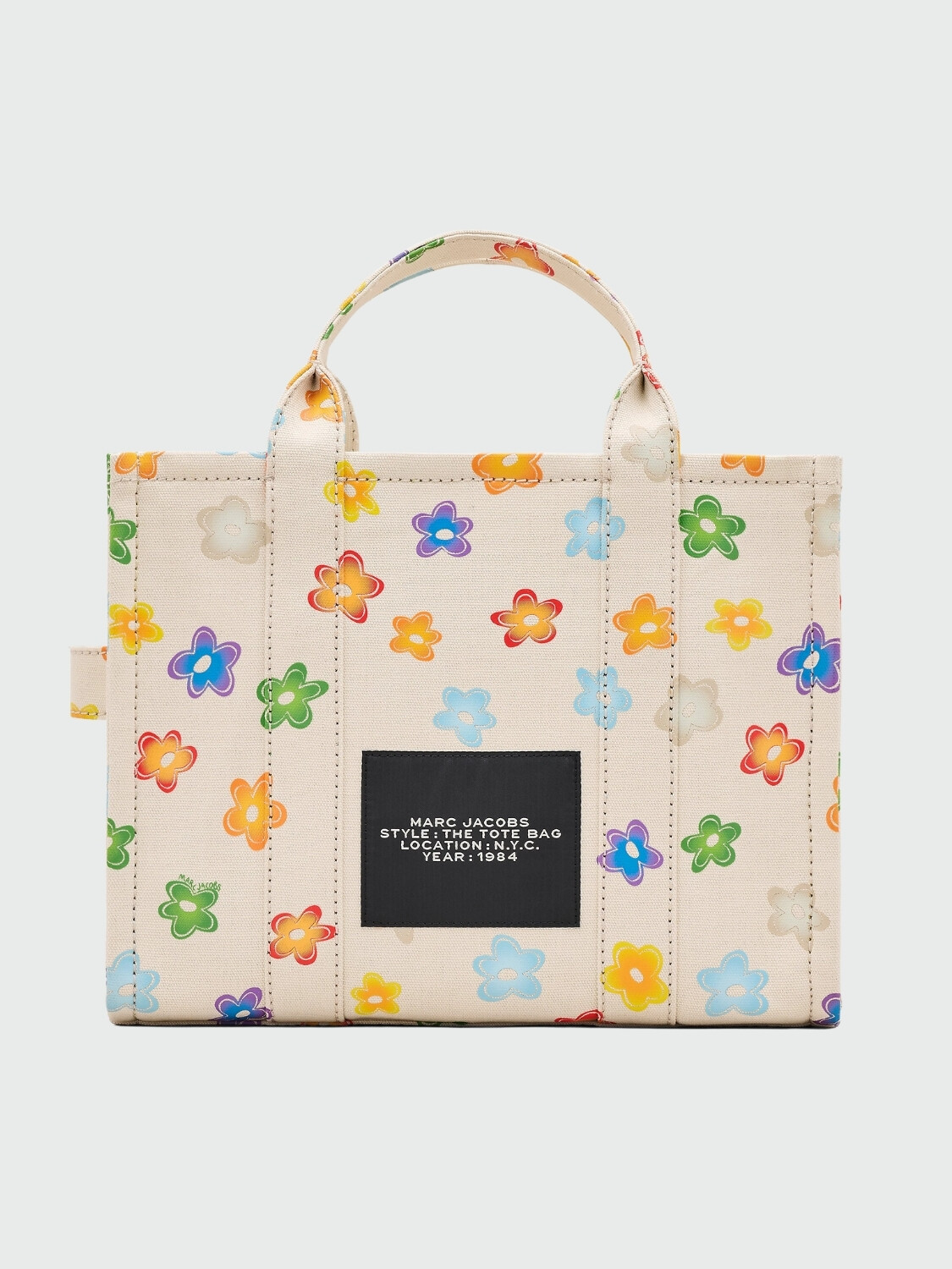 MARC JACOBS - THE WILD DAISY CANVAS MEDIUM TOTE BAG Blanco