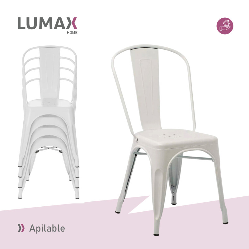 Pack 6 Sillas Tolix Lumax Varios Colores Living Comedor Blanco