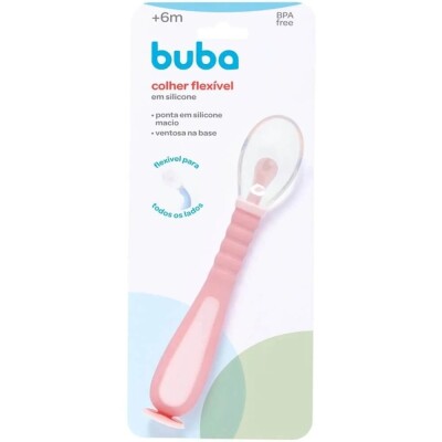 Cuchara Buba Flex Rosa Con Ventosa Cuchara Buba Flex Rosa Con Ventosa