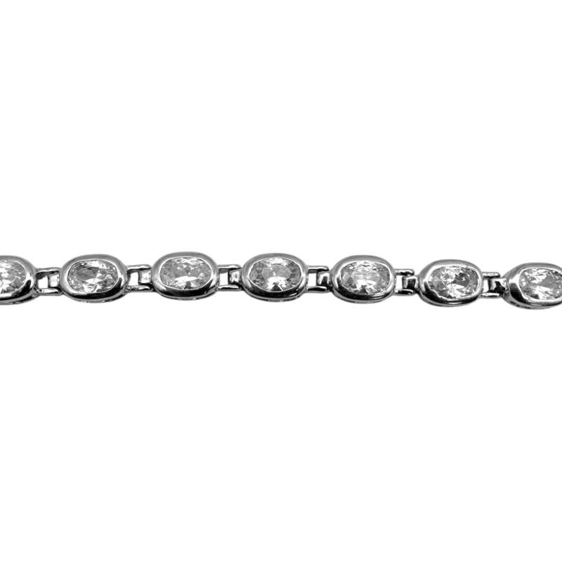 Pulsera oval con zirconias - Plata 925 - piedra zirconia - PU3897 conpiedra