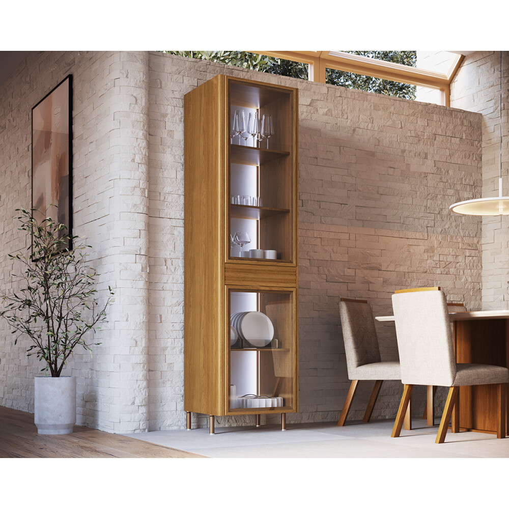 ORGANIC CRISTALERO 2 PUERTAS Y 1 CAJÓN 0.60 MTS CON LUZ LED Y ESPEJOS COLOR NATURE/SAND Organic Cristalero 2 Puertas Y 1 Cajón 0.60 Mts Con Luz Led Y Espejos Color Nature/sand