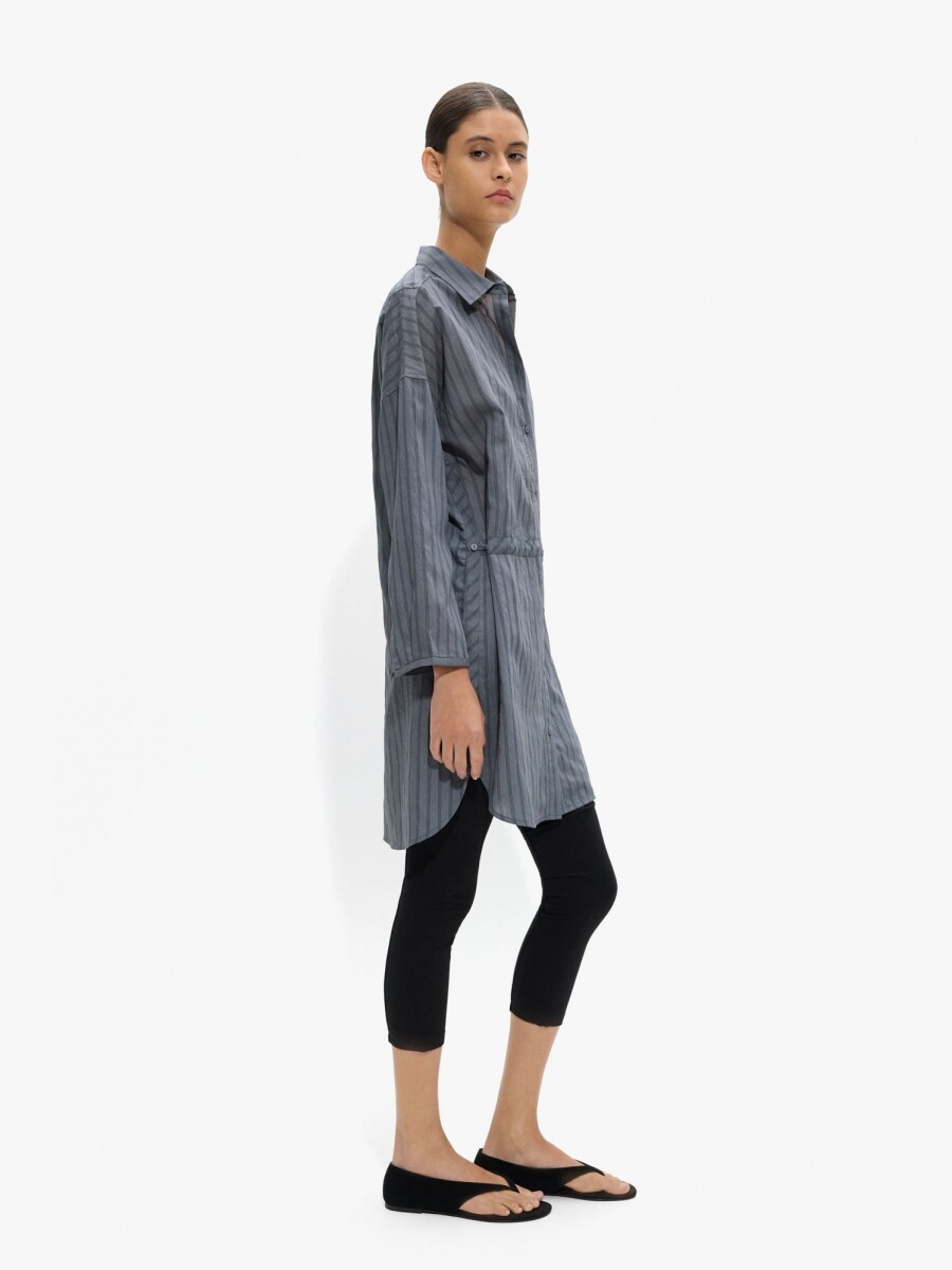 Vestido Camisero A Rayas gris