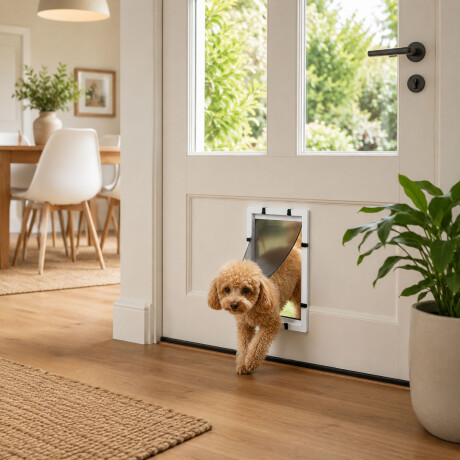 Puerta Para Mascotas De Plástico Con Solapa Flexible Blanco