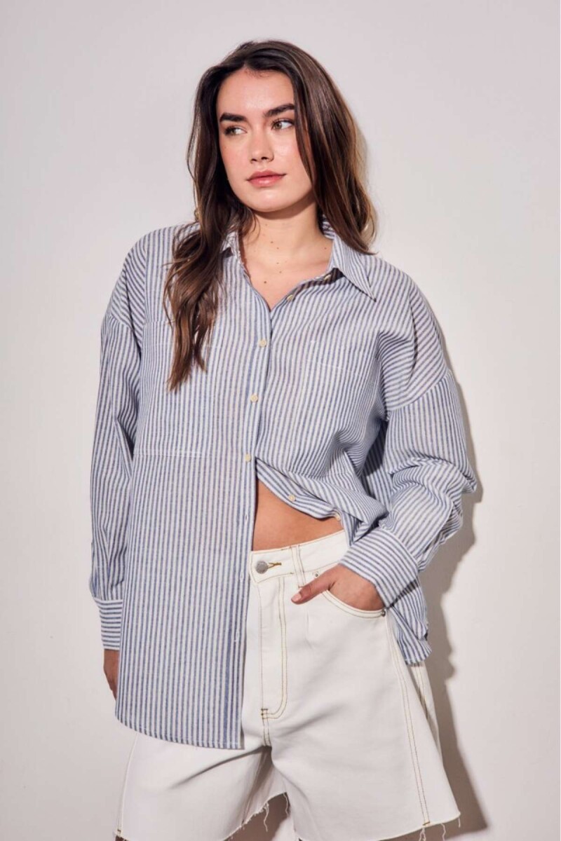 Camisa Rayada - Azul 