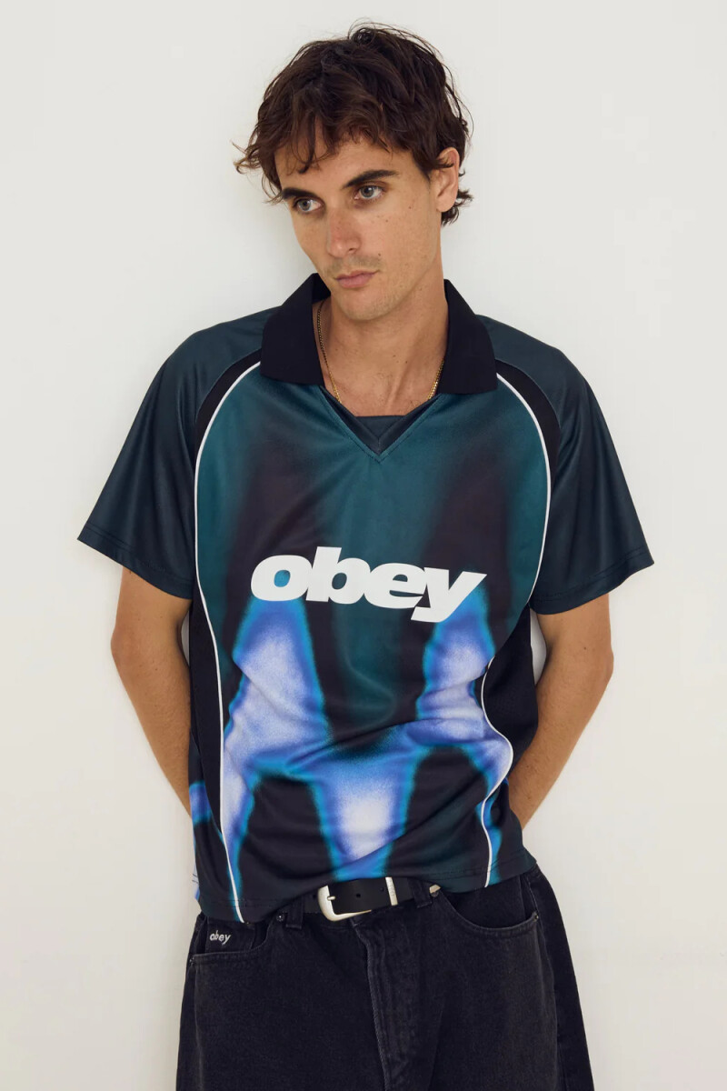OBEY BLURRED SOCCER JERSEY Azul