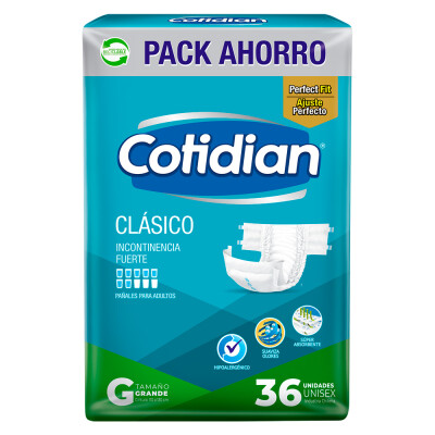Pañales Cotidian Clásico Talle G 36 Uds. Pañales Cotidian Clásico Talle G 36 Uds.