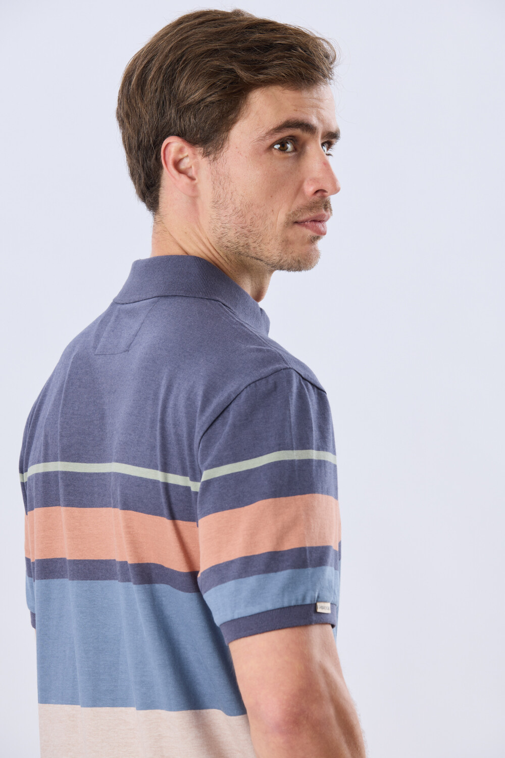 REMERA POLO RAYADA JERSEY Azul