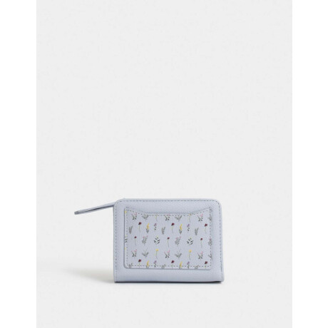 Billetera Cuerina Flores Azul Celeste