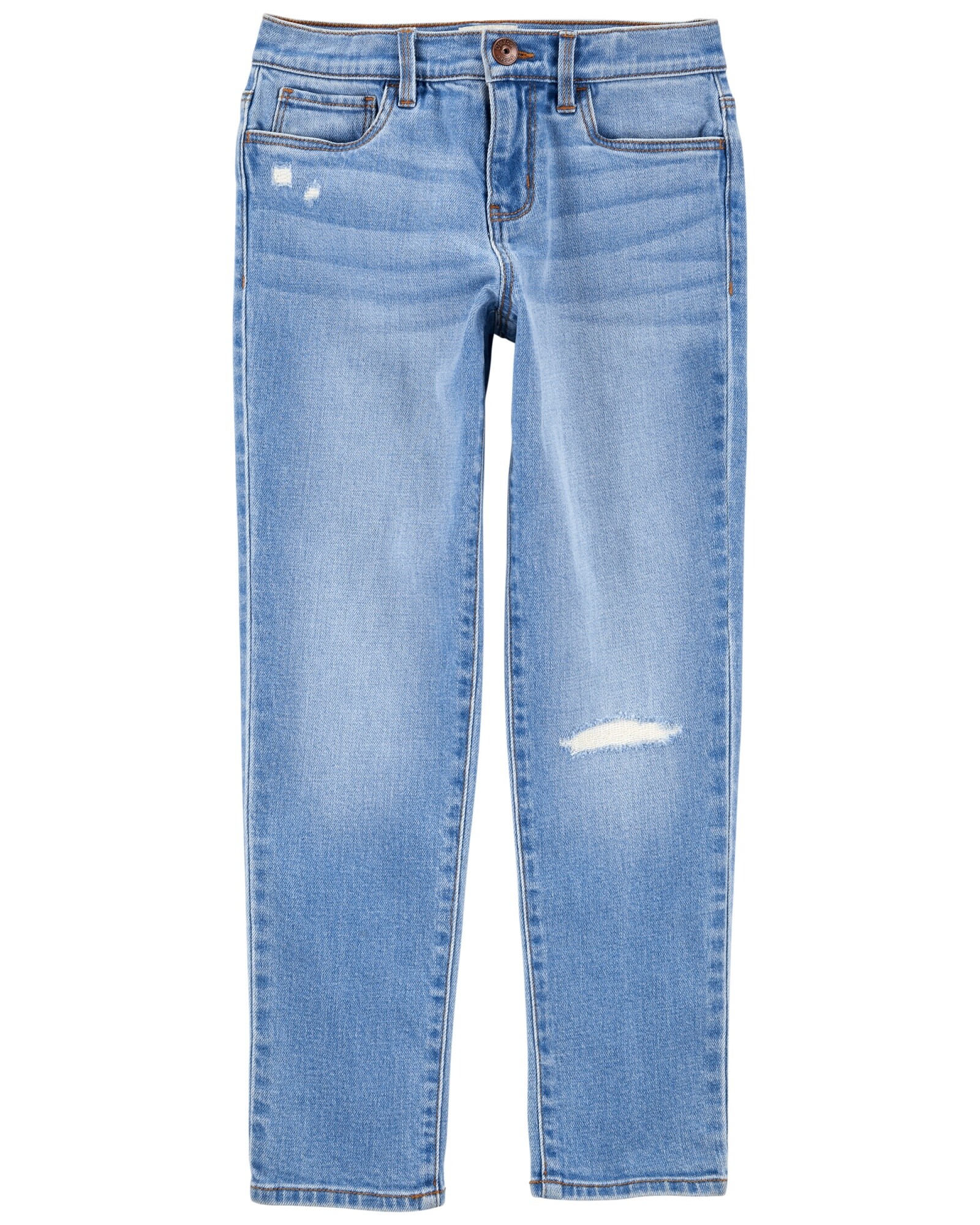 Pantalón de jean con detalles rasgados. Talles 6-8 Sin color