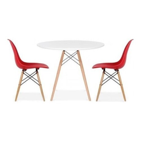 Juego de comedor Con Mesa Circular de 120cm + 2 Sillas Eames Blanco