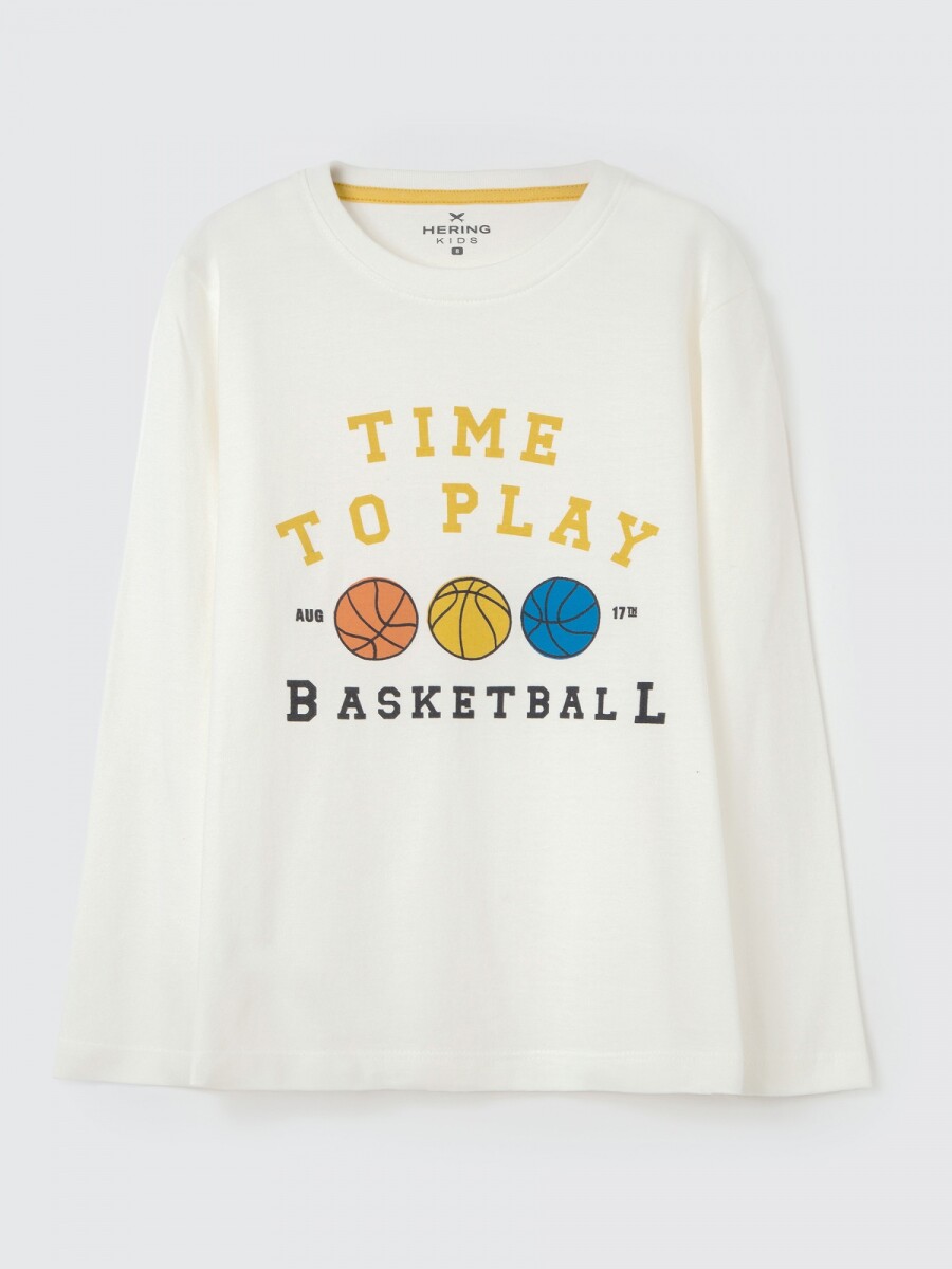 CAMISETA MANGA LARGA INFANTIL CON ESTAMPA - BEIGE 