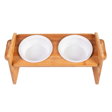 COMEDERO AJUSTABLE DOBLE CERAMICA-Y-BAMBU NATURAL-BEIGE 372104