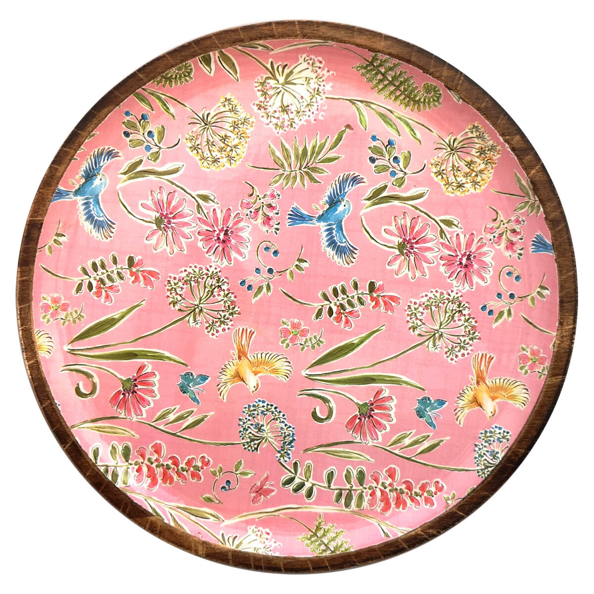 Plato de Madera de 23,5 cm - Pajaros Rosa 