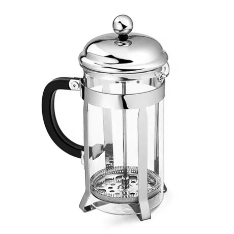 Set Cafetera Tetera Francesa 1L + 6 Tazas 200Ml Acero Vidrio Plateado