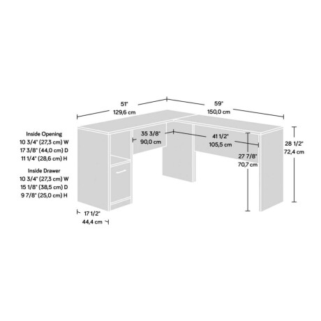 Escritorio en L con cajion Sauder Linea Beginnings
