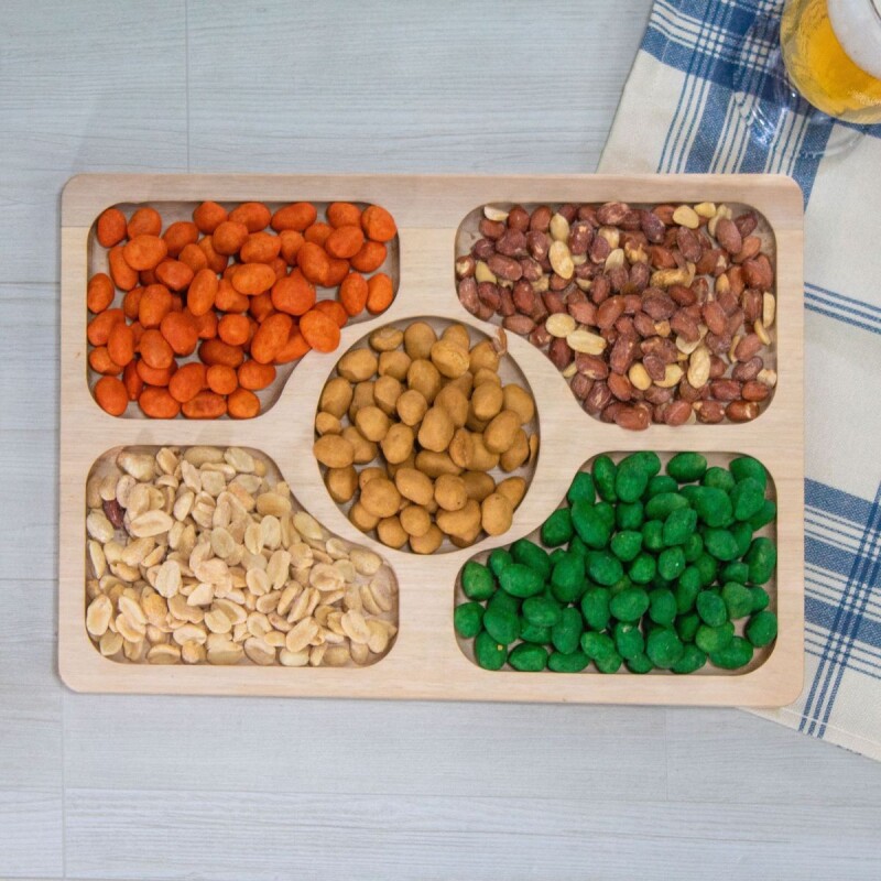 Bandeja de madera para picada 5 divisiones MADERA