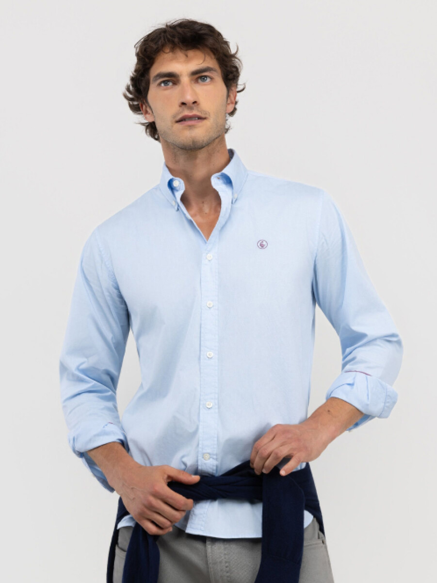 Camisa Garment Dyed - Celeste 