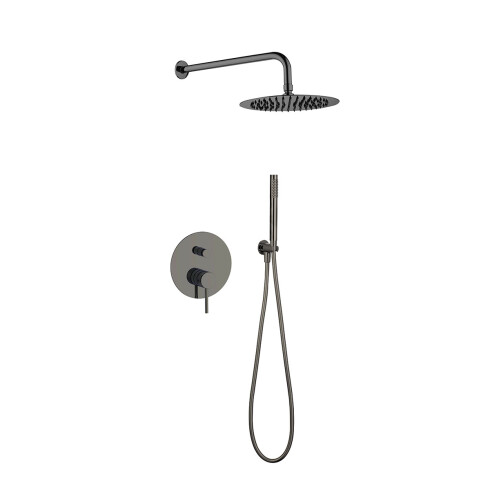 Griferia Ducha Embutir Incl Caño Roseta Telefono Y Flexible Color Gun Metal 000