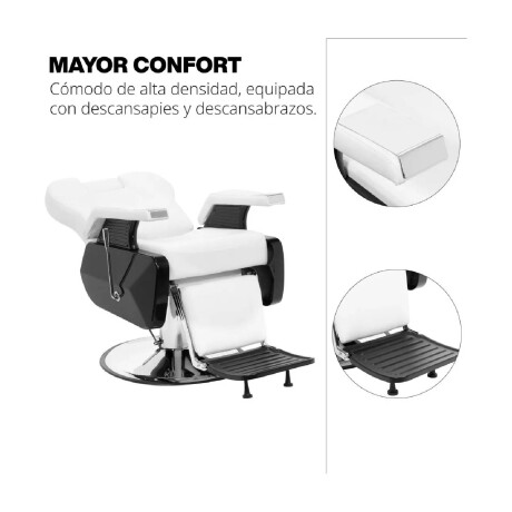 Sillon de Peluqueria Barberia Hidraulico Reclinable Ecocuero Blanco