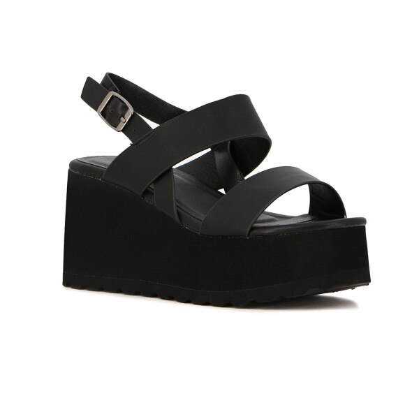 Sandalias Mujer Darkness Plataforma Con Dos Tiras Negro