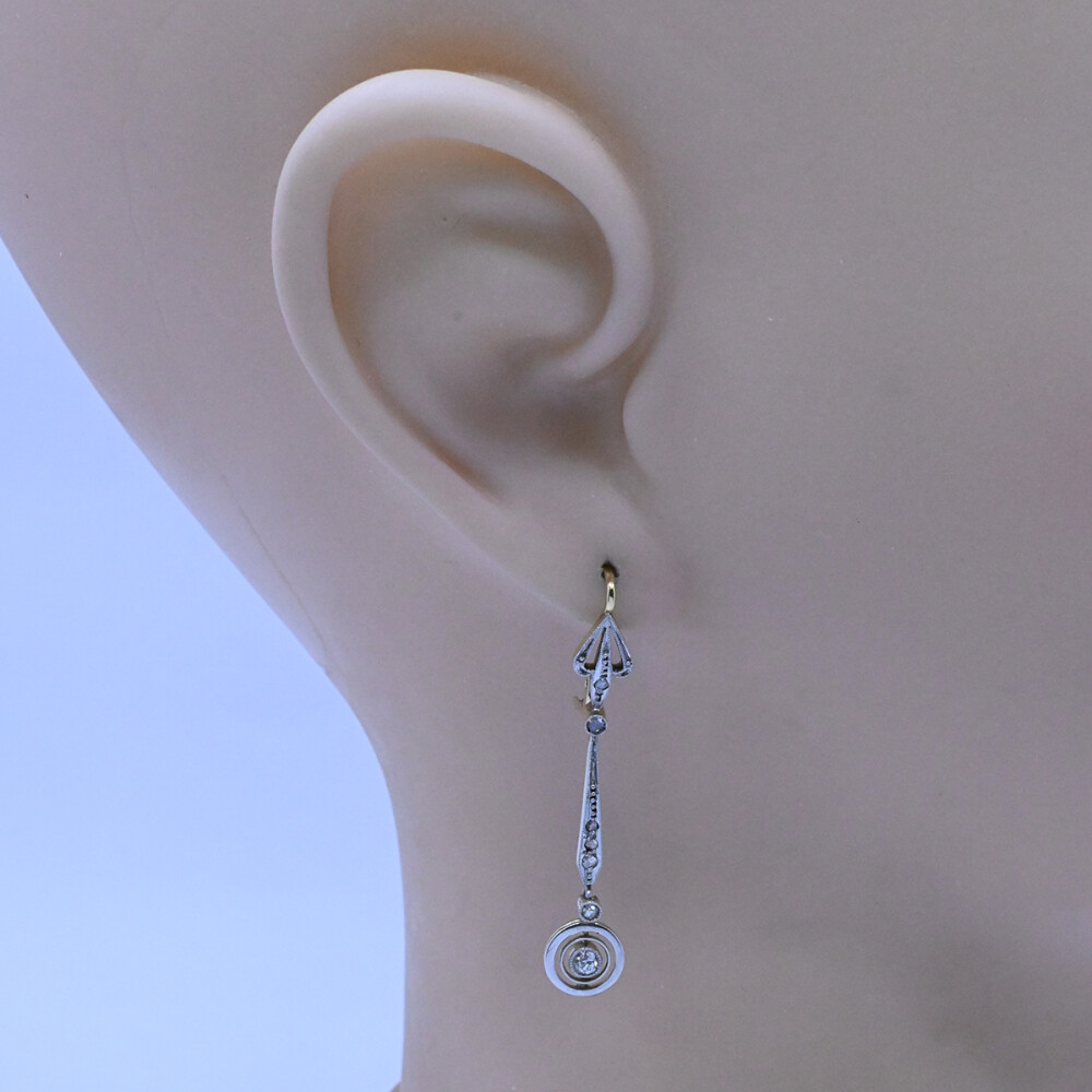 Caravanas antiguas oro 18k con brillantes y diamantes. Caravanas antiguas oro 18k con brillantes y diamantes.