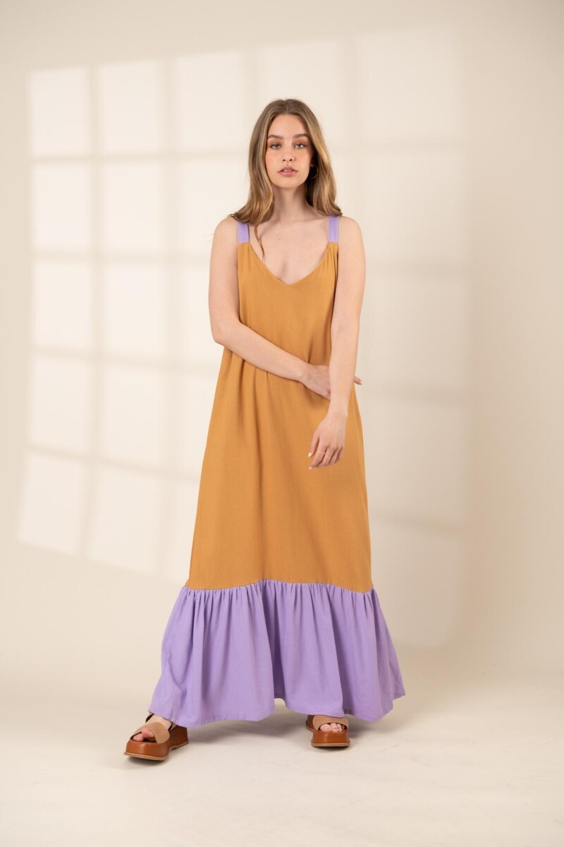 VESTIDO SEVILLA - CAMEL-LILA 