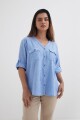 Camisa mangas 3/4 escote en V CELESTE