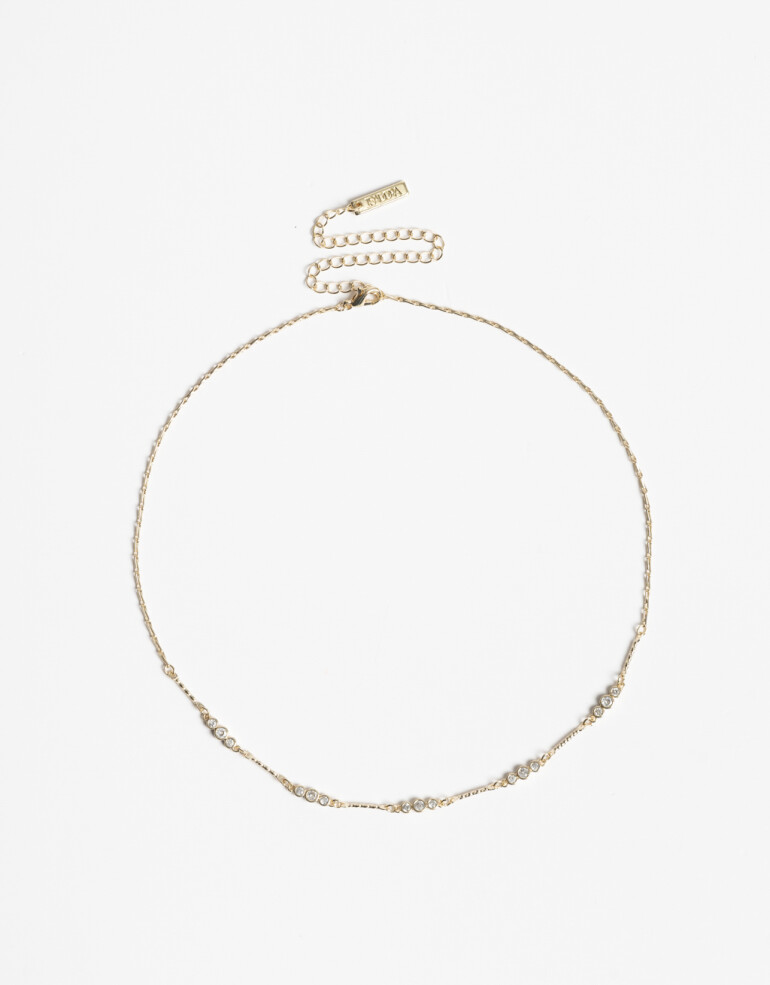 Collares Cortos Strass Collar Corto Con Cubic - Dorado