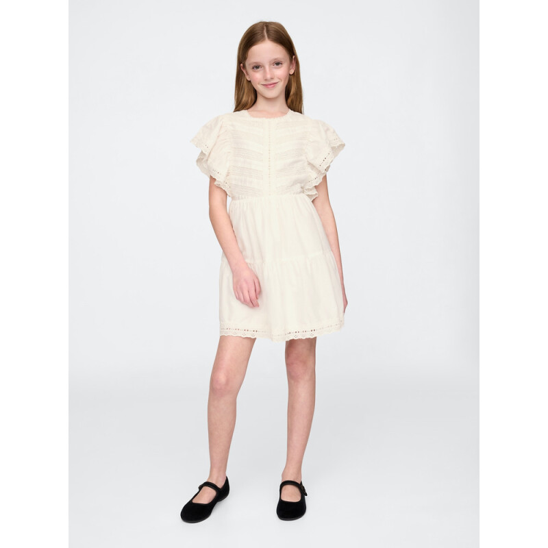 SS RUFFLE WOV DRESS NEW OFF WHITE