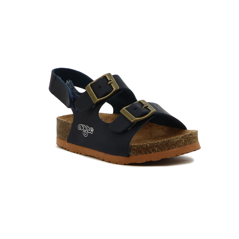 Angus Sandalia Niño Dos Tiras C/ Hebilla Y Pulsera Con Velcro Marino