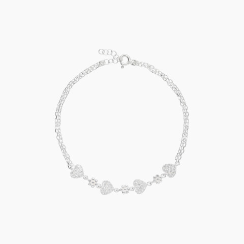 Pulsera en plata 925 y circonias con diseño de corazones Pulsera En Plata 925 Y Circonias Con Diseño De Corazones