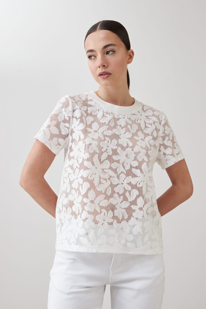 Blusa encaje blanco