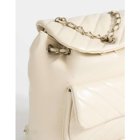 Mochila Puffy Con Solapa Blanco Crudo