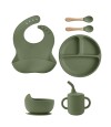 Set de alimentación de silicona para bebé  6 piezas Verde
