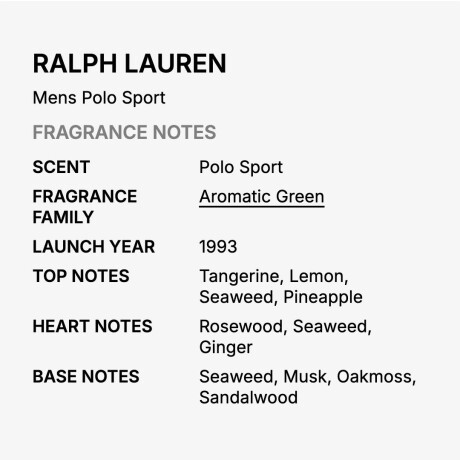 Fragancia Masculina Ralph Laurens Polo Sport EDT 100ML