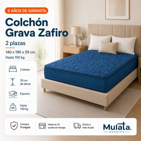 Colchón Grava Zafiro 2 Plazas Mixto con Pillow Colchón Grava Zafiro 2 Plazas Mixto con Pillow