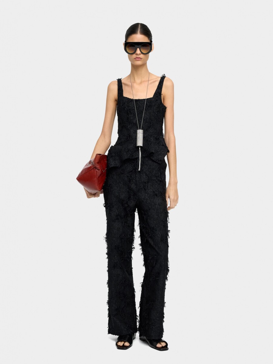Pantalón Con Textura De Algodón negro
