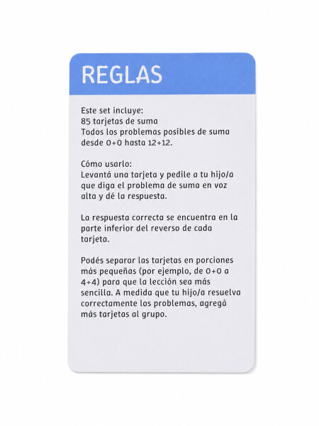 APRENDIENDO A SUMAR CON CARTAS AZUL