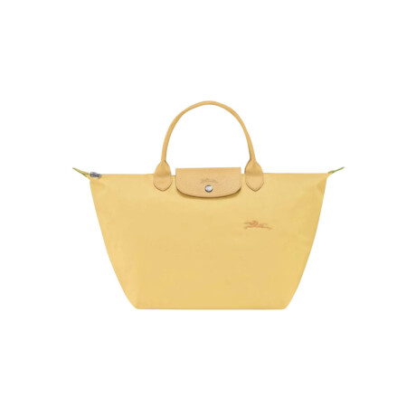 Longchamp -Cartera Longchamp plegable de nylon con cierre y asa corta, Le pliage green M Amarillo Pastel