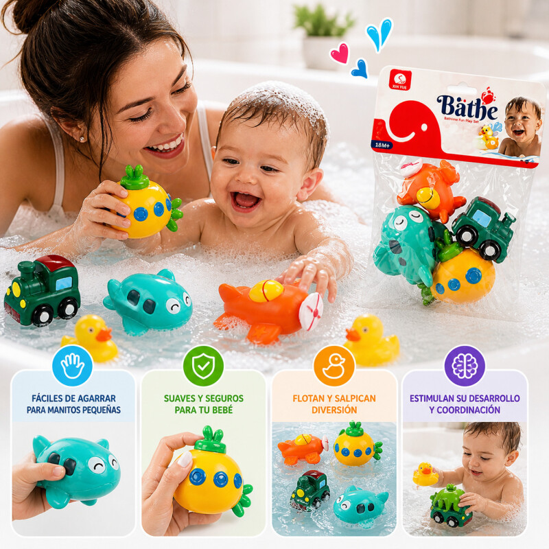 Juguete Baño Bebe Goma Flotan Y Salpican Didácticos X4 Pcs Juguete Baño Bebe Goma Flotan Y Salpican Didácticos X4 Pcs