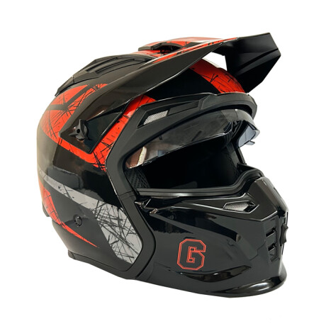 CASCO DE MOTO RUSH INTEGRAL MODULAR NEGRO/ROJO
